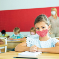 Schoolgirl with mask